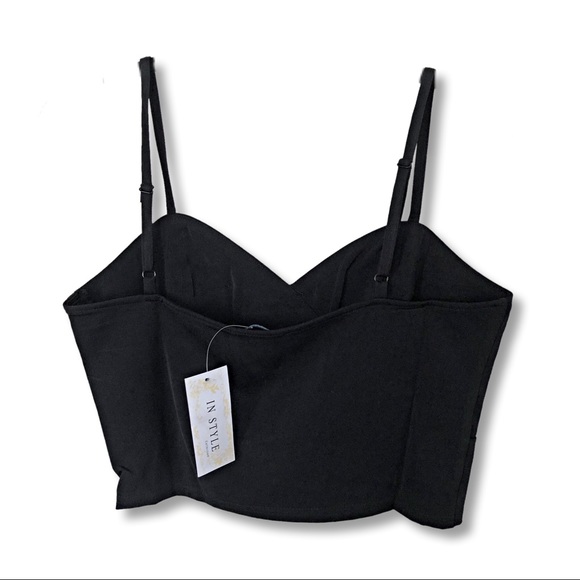 NWT Black Crop Tank Top with Sweetheart Cut - Picture 2 of 2